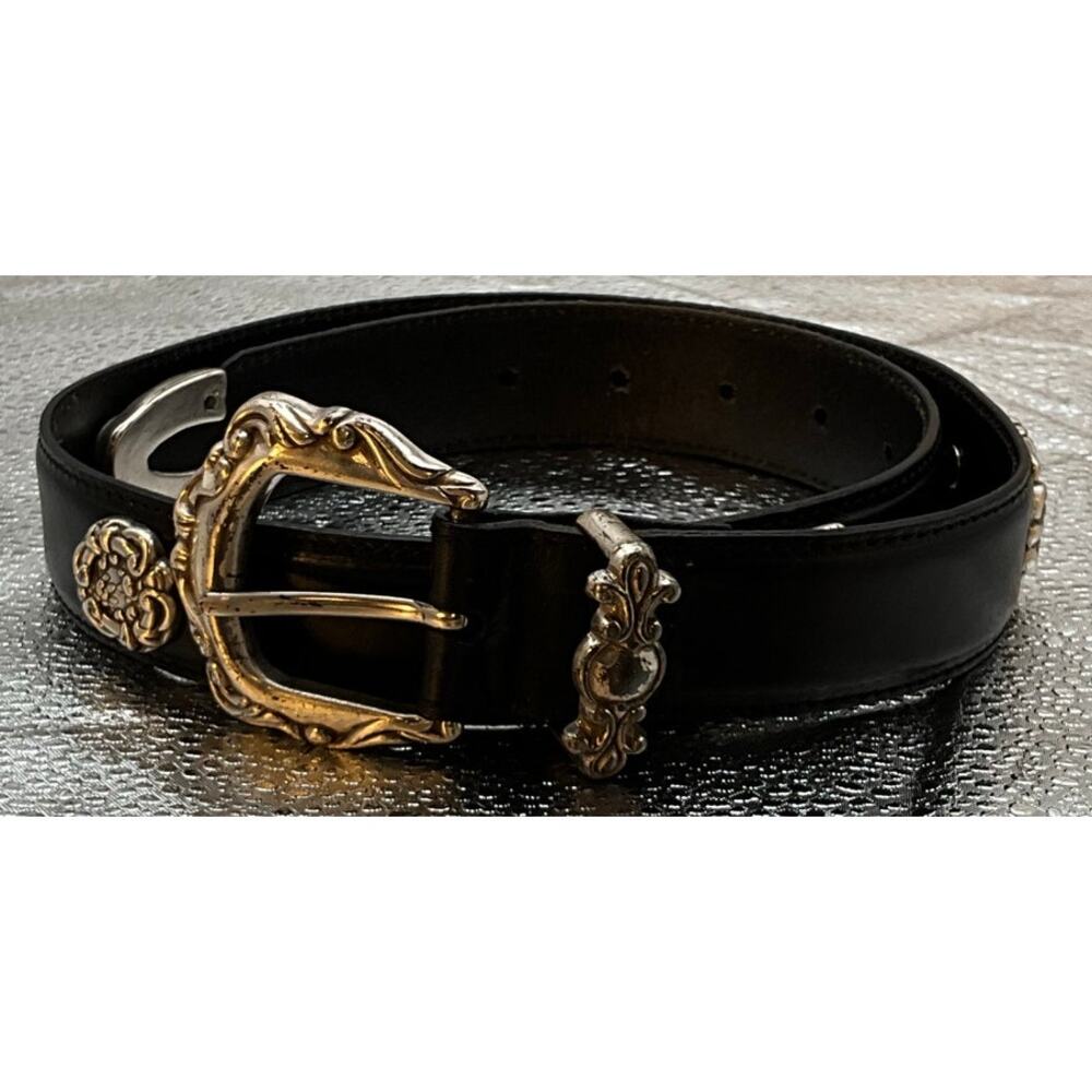 Fossil Women's BT770500101 Small Black Silver Conch Leather Belt - Picture 10 of 10